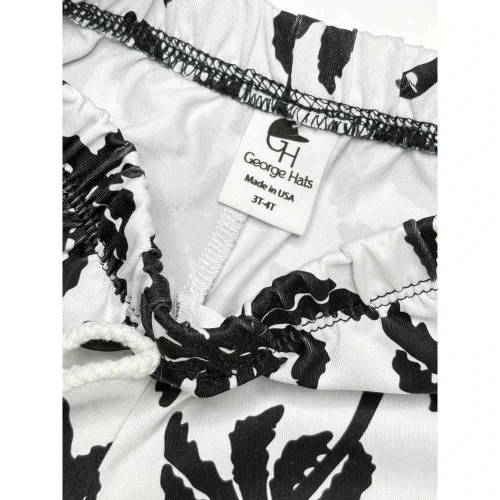 George‎ Hats White Black Palm Tree Swim Shorts Trunks 3T-4T USA Toddler Vacation